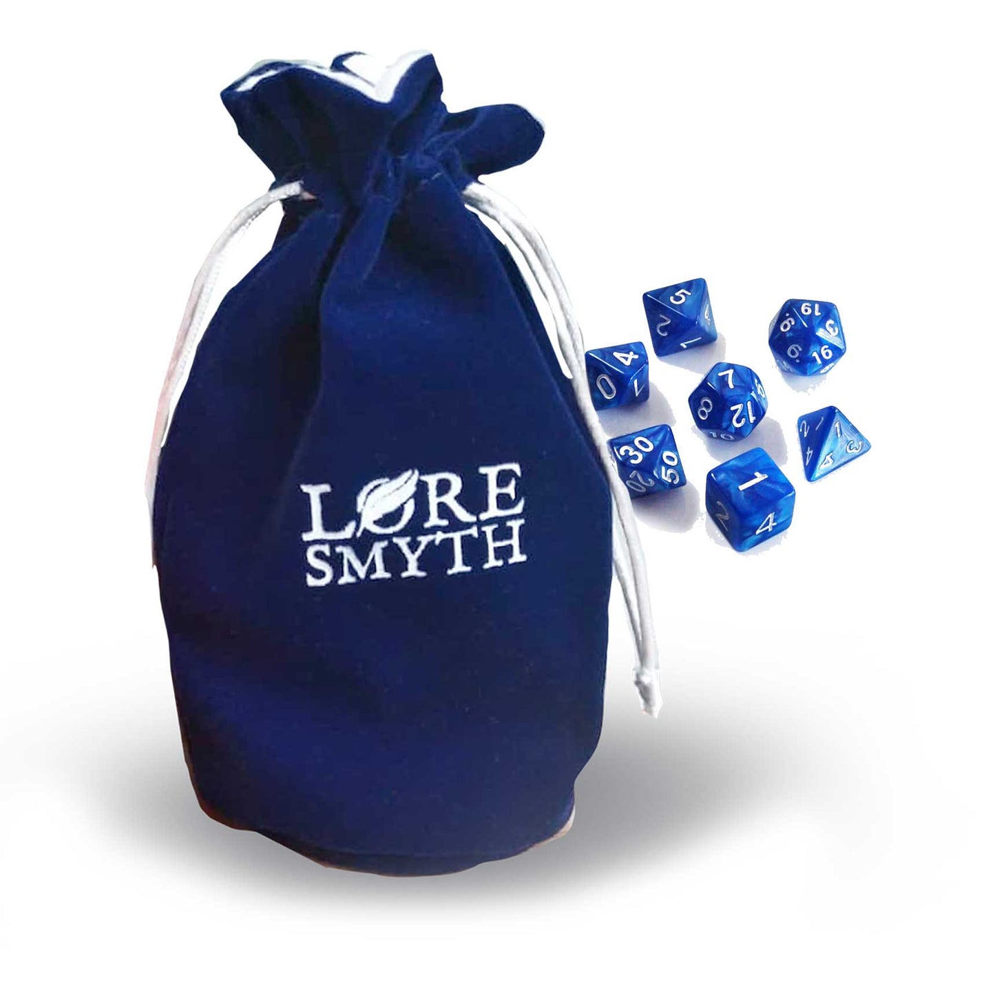 Loresmyth Dice Pouch + RPG Dice (Blue)