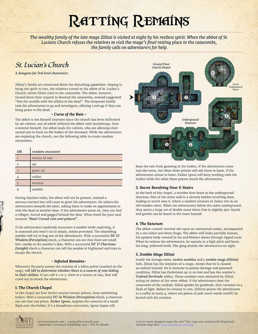 One Page Dungeon: 'Ratting Remains' - Free PDF