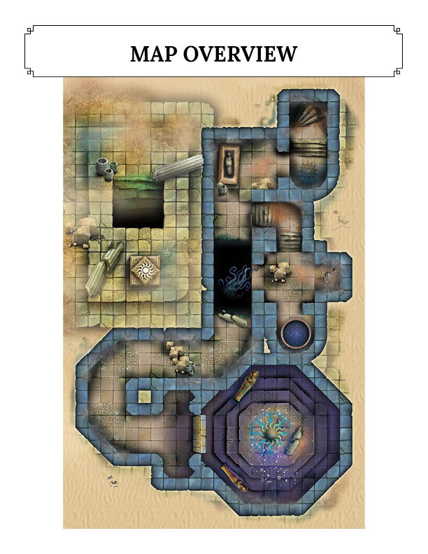Desert Temple of Khemun - Free (PDF) Dungeon Map - Print and Play/VTT